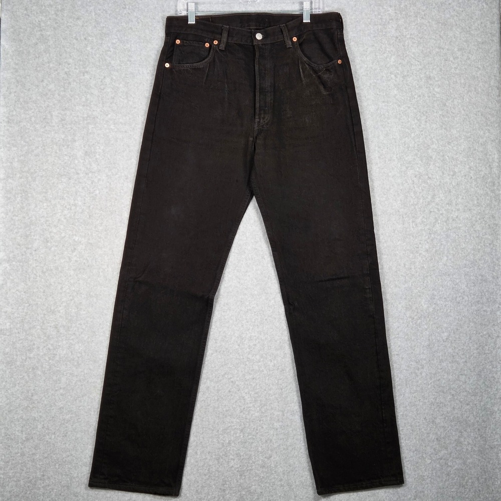 1996 Vintage USA Levi's Men 35" x 34" 501 Original Fit Button Fly Jeans Black - Picture 2 of 7